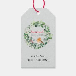 Christelijke God met ons kerstfeest. Elegant Cadeaulabel