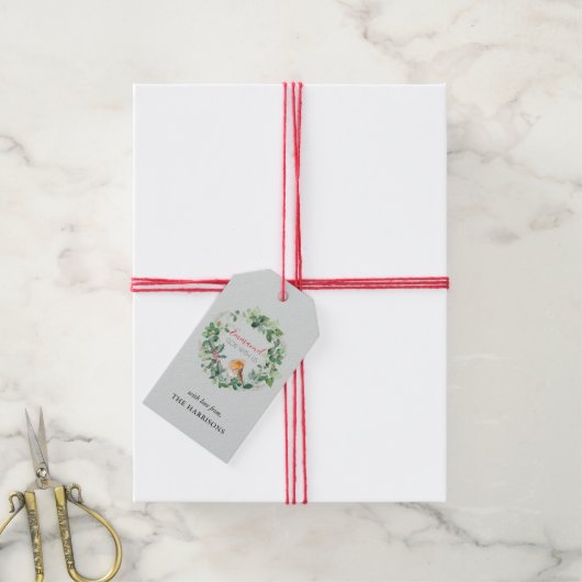 Christelijke God met ons kerstfeest. Elegant Cadeaulabel (Met Touw)