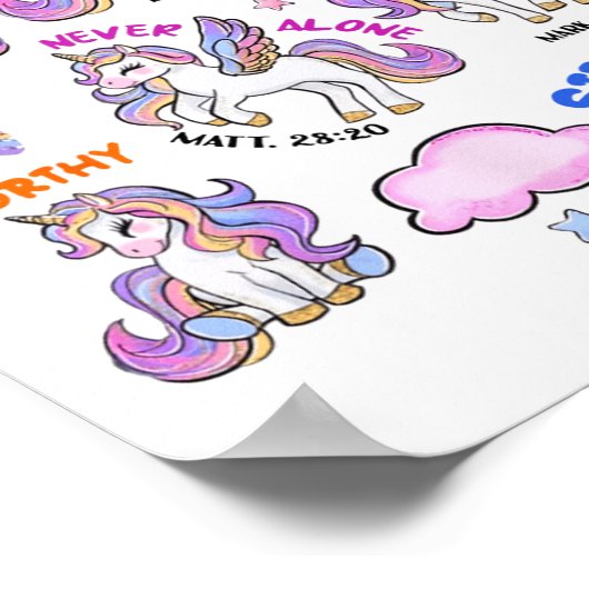 Christelijke God zegt dat ik eenhoorn bijbelvers r Poster (Hoek)