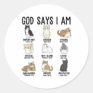 Christelijke God Zegt Ik Ben Kat Jezus Tiener Meis Ronde Sticker