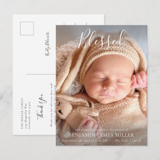 Christelijke godslasterlijke Mens van modern scrip Aankondigingskaart (Voorkant / Achterkant)