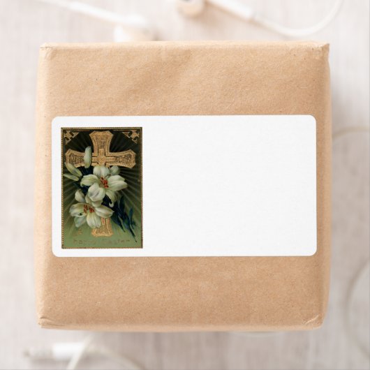 Christelijke Gold Cross Easter Lily Etiket (Insitu)