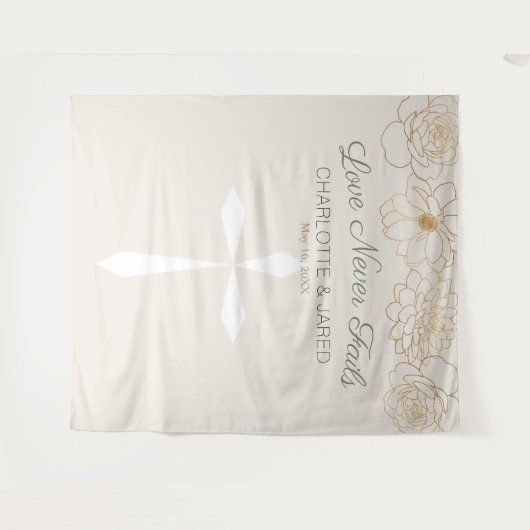 Christelijke goudbloemen bruiloft wandkleed (Voorkant (horizontaal))