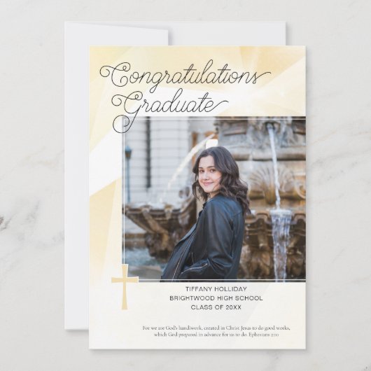 Christelijke gouden Afstuderen foto uitnodiging (Voorkant)