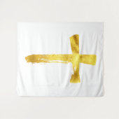 Christelijke Gouden Brush Cross - Modern Crucifix Wandkleed (Voorkant (horizontaal))