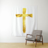 Christelijke Gouden Brush Cross - Modern Crucifix Wandkleed (In situ)