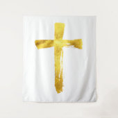Christelijke Gouden Brush Cross - Modern Crucifix Wandkleed (Voorkant)