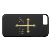 Christelijke gouden Initialen zwart Case-Mate iPhone Case (Achterkant (Horizontaal))