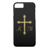 Christelijke gouden Initialen zwart Case-Mate iPhone Case (Achterkant)