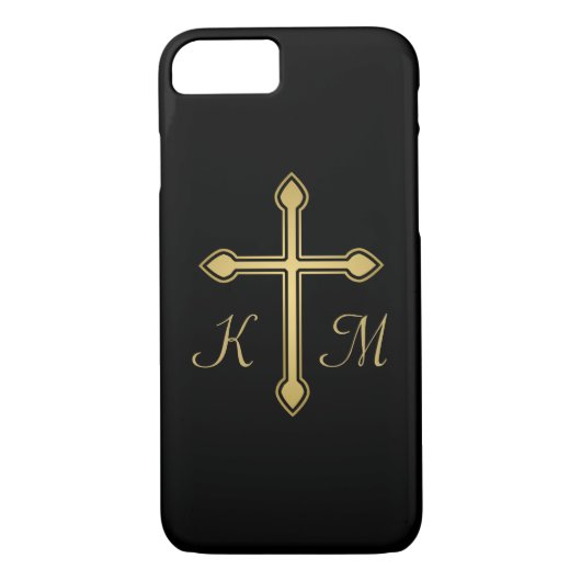 Christelijke gouden Initialen zwart Case-Mate iPhone Case (Achterkant)