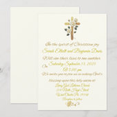 Christelijke gouden kruis en Rozen bruiloft uitnod Kaart (Voorkant / Achterkant)