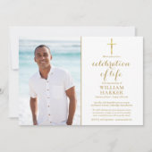 Christelijke gouden viering van het leven rouwfoto kaart (Voorkant)