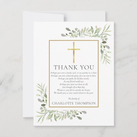 Christelijke grafgroen foto gedicht bedankkaart (Voorkant)