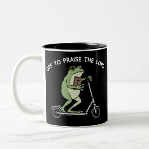 Christelijke Grappige Kikker Gaat De Heer Loven Bi Tweekleurige Koffiemok