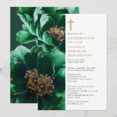 Christelijke groene bloemenviering van het leven kaart (Voorkant / Achterkant)