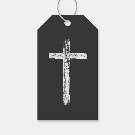Christelijke Grunge Kruis Cadeaulabel (Voorkant)