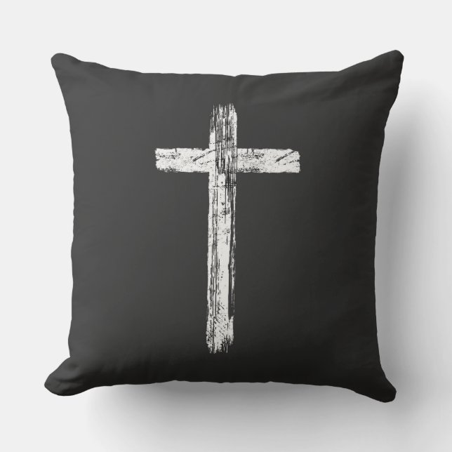 Christelijke Grunge Kruis Vierkant  Kussen (Voorkant)