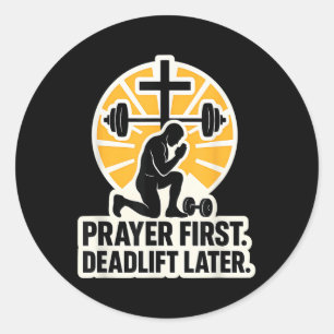 Christelijke gym voor mannen Gebed eerste deadlift Ronde Sticker