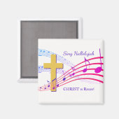 Christelijke HALLELUJAH CHRIST IS RISEN Easter Magneet (Voorkant / Achterkant)