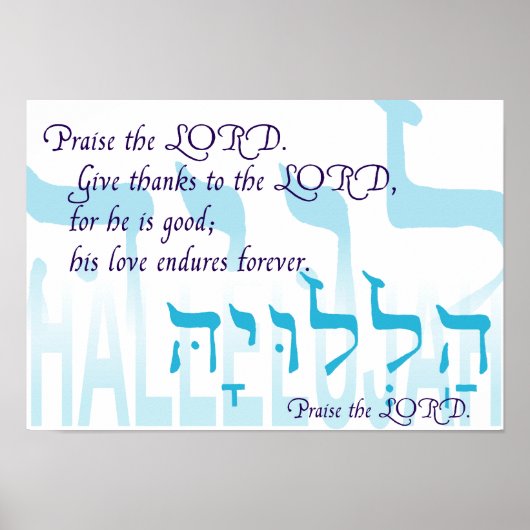Christelijke Hallelujah Print met Biblical Hebrew (Voorkant)