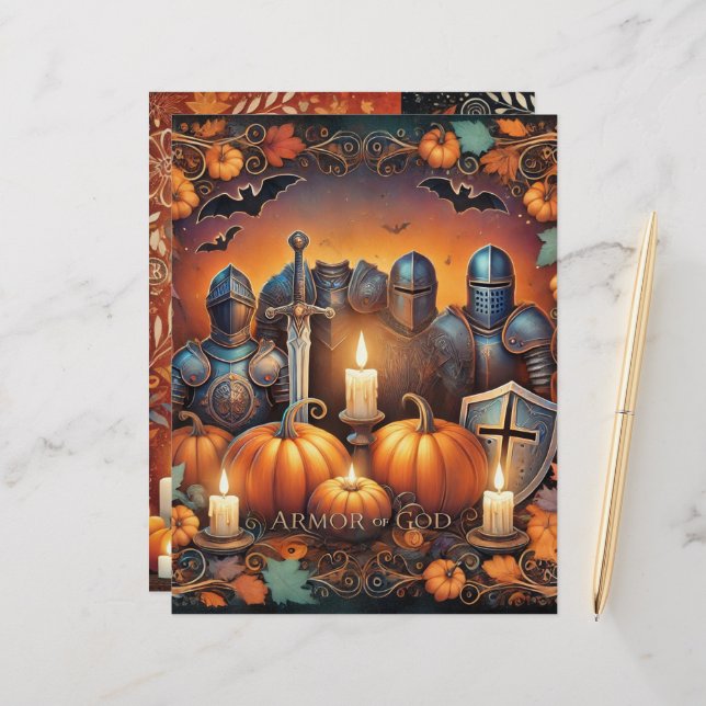 Christelijke Halloween Armor of God Scrapbook Pape (Voorkant / Achterkant in situ)
