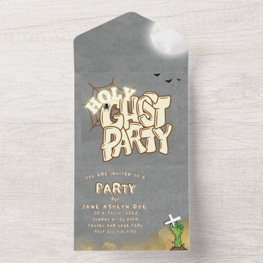 Christelijke Halloween Party nodigt uit All In One Uitnodiging (Binnen)