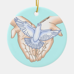 Christelijke Handen Duif Keramisch Ornament
