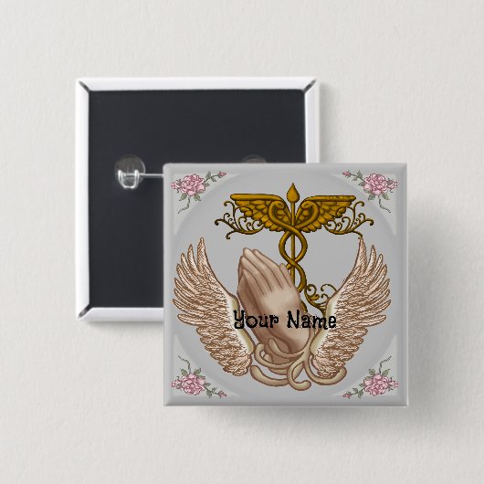 Christelijke handen Verpleegkundige knop Vierkante Button 5,1 Cm (Voorkant /achterkant)