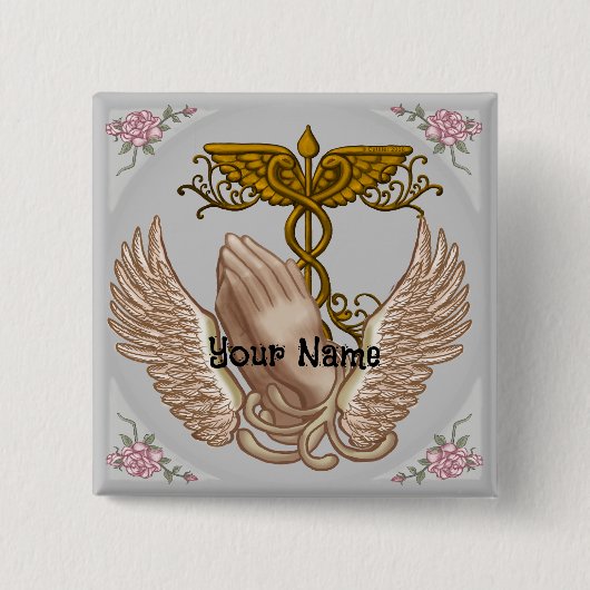 Christelijke handen Verpleegkundige knop Vierkante Button 5,1 Cm (Voorkant)