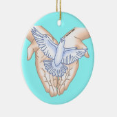 Christelijke Hands Dove Keramisch Ornament (Rechts)
