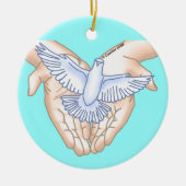 Christelijke Hands Dove Keramisch Ornament (Voorkant)