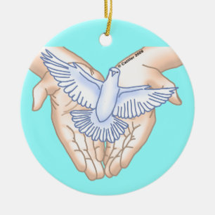 Christelijke Hands Dove Keramisch Ornament