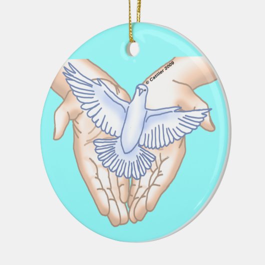 Christelijke Hands Dove Keramisch Ornament (Links)
