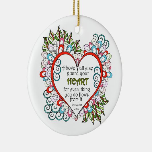 Christelijke hartenproverblade keramisch ornament (Rechts)