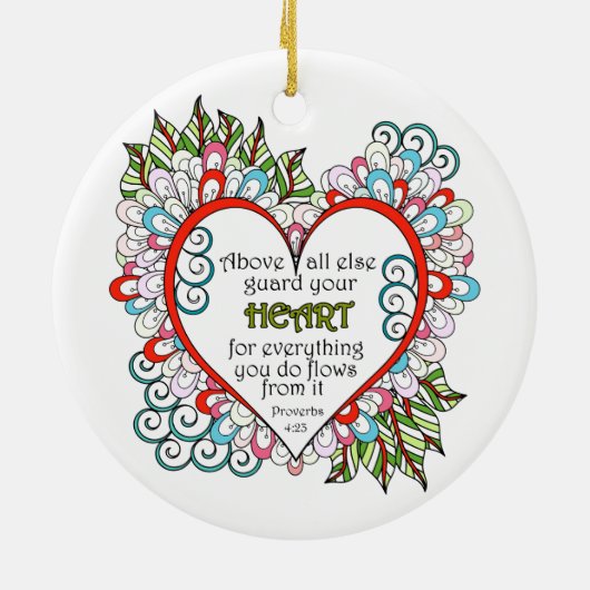 Christelijke hartenproverblade keramisch ornament (Achterkant)