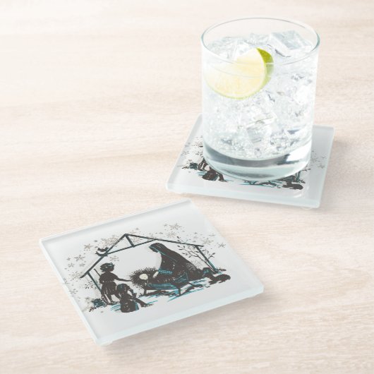 Christelijke Heilige Baby Jezus kerstfeest Glazen Onderzetter (Schuin)