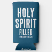 Christelijke "HEILIGE GEEST Gevuld" Ocean Blue & W Seltzer Blikjeskoeler (Achterkant)