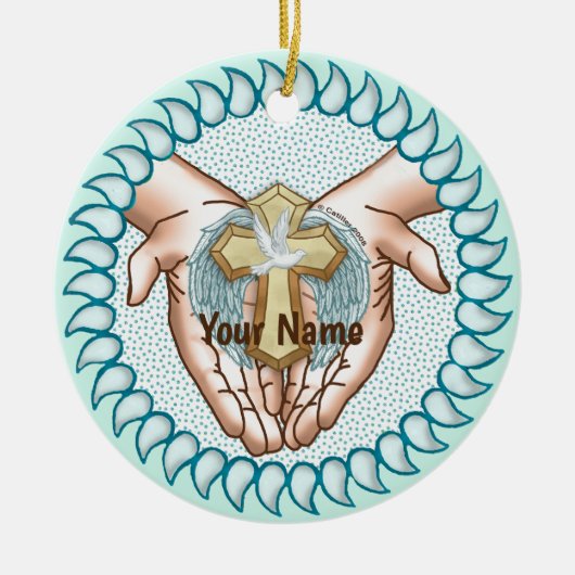 Christelijke Heilige Geest Handen Keramisch Ornament (Voorkant)