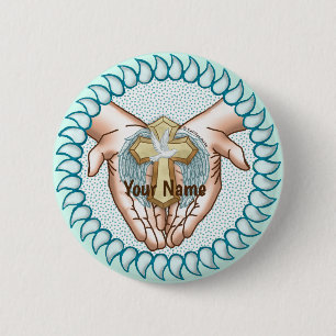 Christelijke Heilige Geest Handen   Ronde Button 5,7 Cm