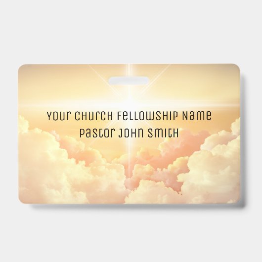 Christelijke hemelse wolkenkerk badge (Front)