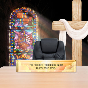 Christelijke hemelse wolkenkerk naambordje
