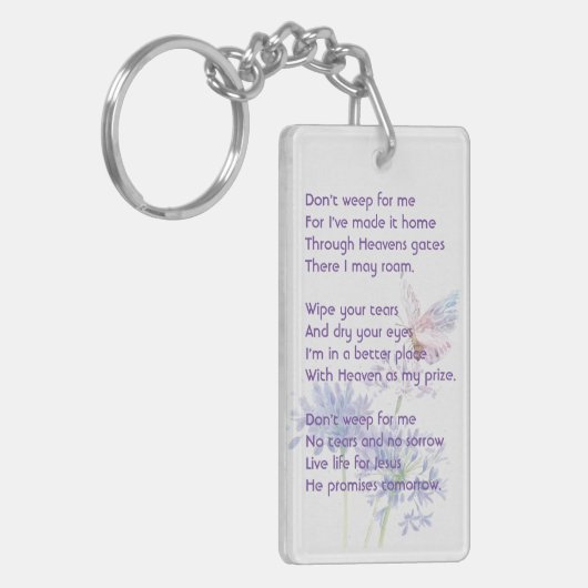 Christelijke herdenking Keepsake Butterfly Sleutelhanger (Voorkant Links)