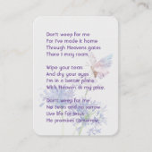 Christelijke herdenking Keepsake Butterfly Visitekaartje (Voorkant)