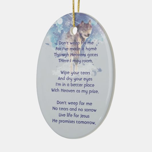 Christelijke Herdenkingsdienst Herdenking Wolf Keramisch Ornament (Links)