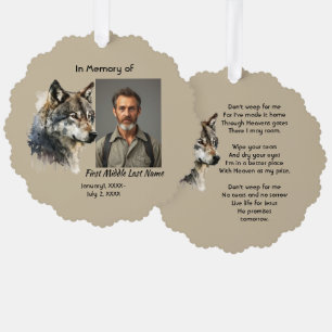 Christelijke Herdenkingskaart Aquarel Wolf Ornament Kaart