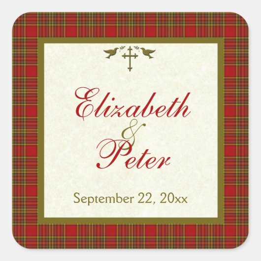 Christelijke herfst 1,5-inch Square Wedding Sticke Vierkante Sticker (Voorkant)