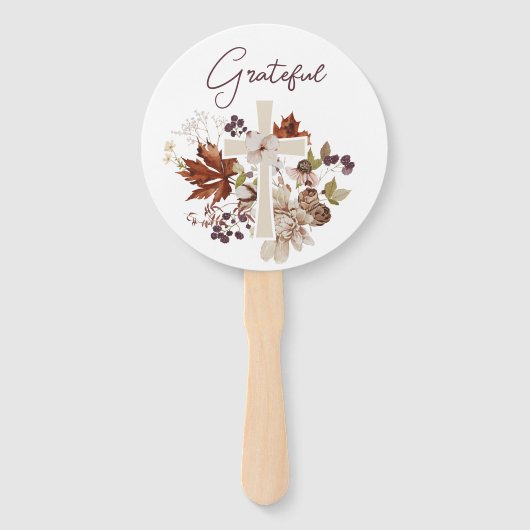 Christelijke herfst bloemrijke dankbaar handwaaier (Voorkant)
