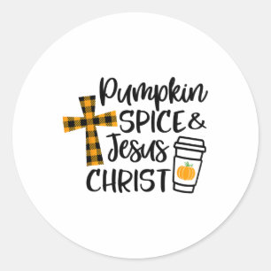 Christelijke Herfst Pumpkin-specerij en Jezus Chri Ronde Sticker