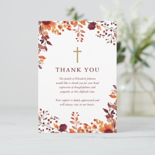 Christelijke Herfst Viering van het Leven Fotobegr Bedankkaart (Staand voorkant)