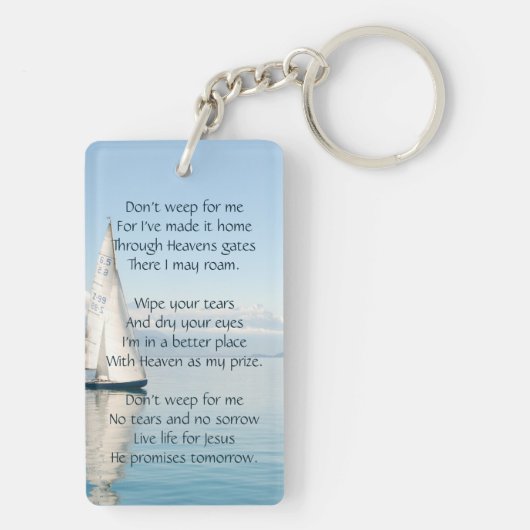 Christelijke herinnering Keepsake zeilboot zeilboo Sleutelhanger (achterkant)